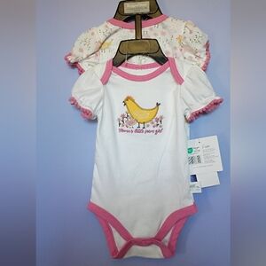 2 Piece Baby Girl Farm Chickens Pink Onsie 3-6 Months